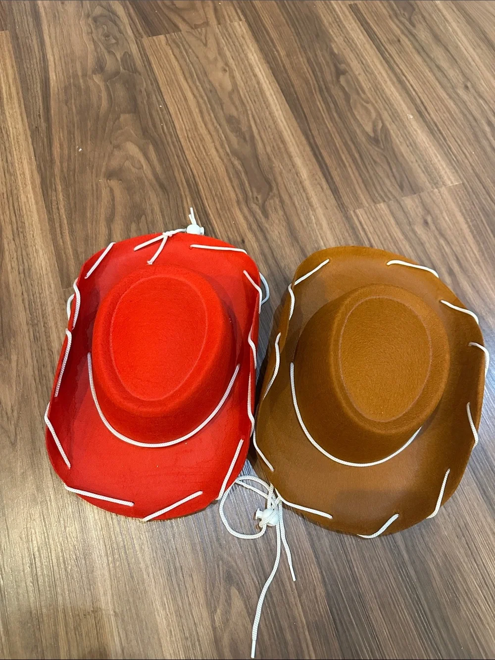 Woody and Jessi cowboy and cowgirl Kids Hat Pack - Red & Brown Felt Hats